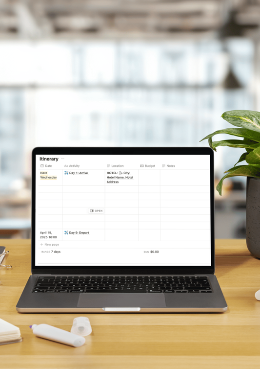 Customized Travel Itinerary