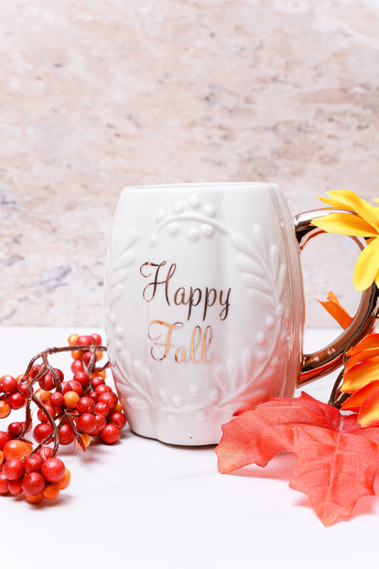 Happy Fall White & Gold Mug - Shooting Starz Shopette