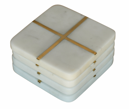 Marble & Gold Square Coaster Set - Shooting Starz Shopette