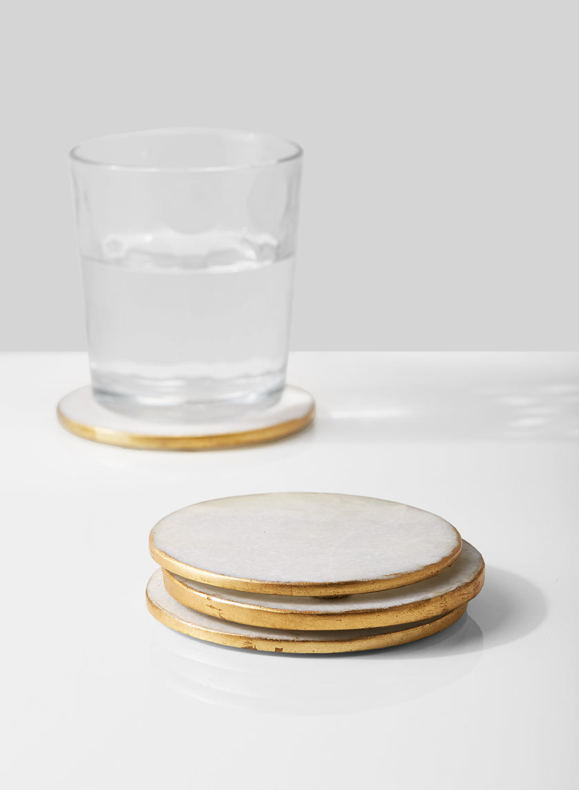 Marble & Gold Round Coaster Set - Shooting Starz Shopette